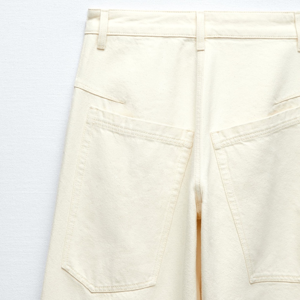 NWT ZARA ZW THE SKATER FLARED JEANS ECRU - Picture 2 of 9